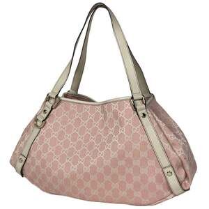 Gucci GG Print Tote Bag/Shoulder Bag, Abbey Canvas, Pink, 130736, Women's